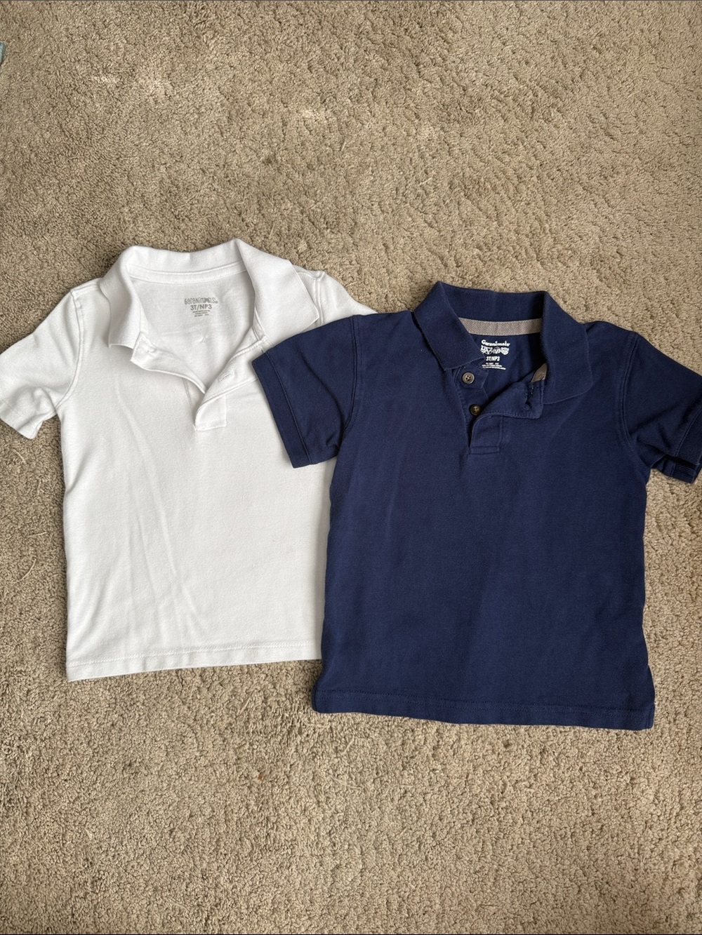 👶 5/$10!! Two Kids Polo Shirts - White and Navy 3T